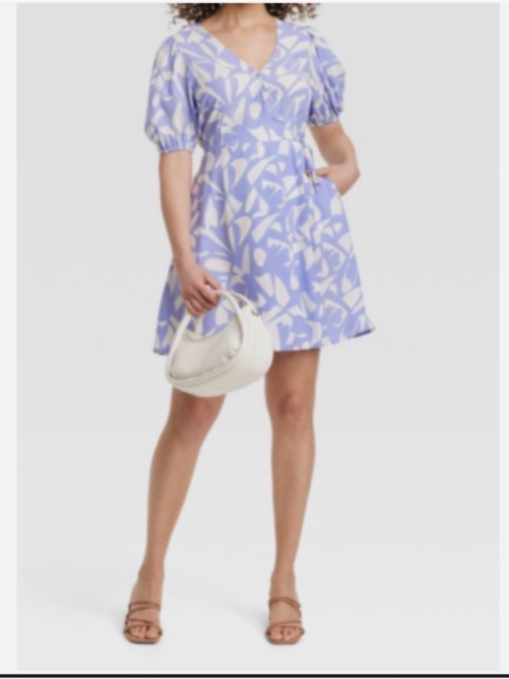A New Day Periwinkle & White Wrap Mini Dress